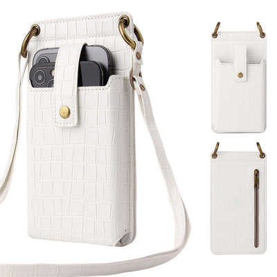 New Multi Function Messenger Vertical Retro Mini One-Shoulder Crocodile Pattern Coin Purse Mobile Phone Bag - Korvel