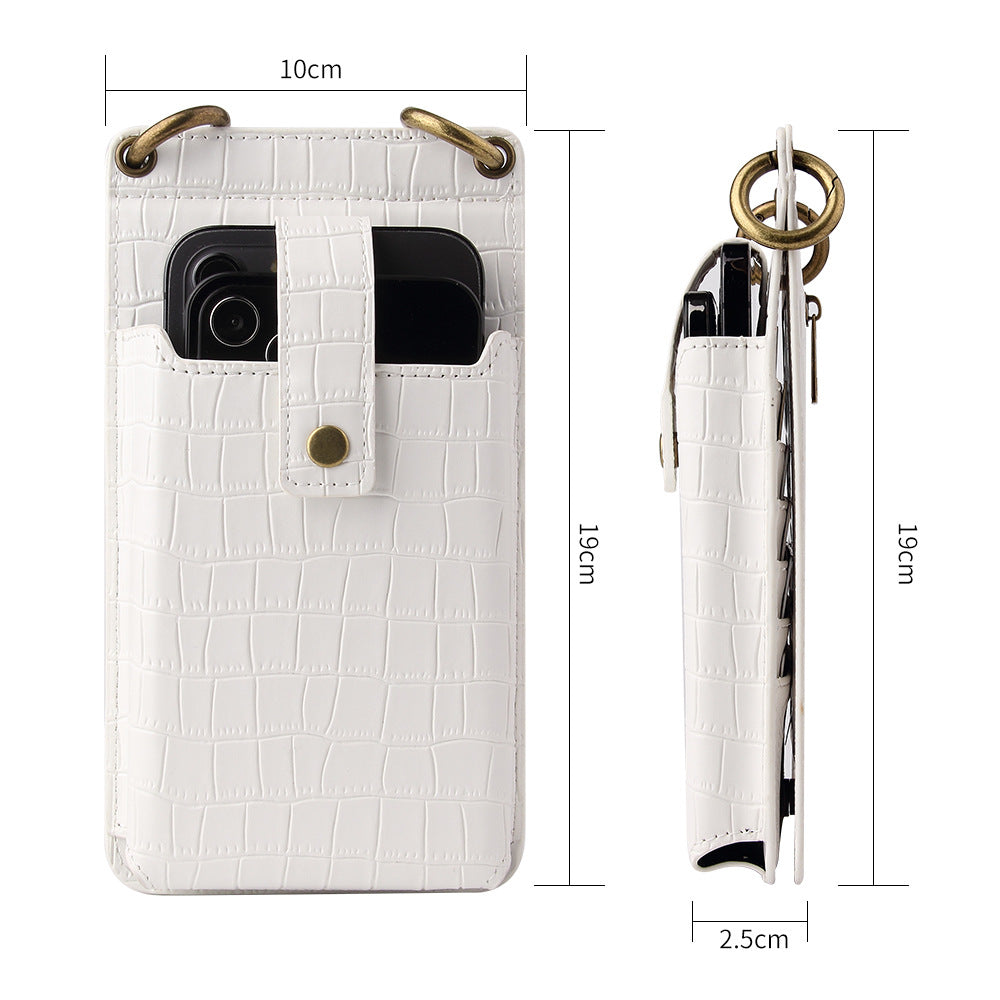 New Multi Function Messenger Vertical Retro Mini One-Shoulder Crocodile Pattern Coin Purse Mobile Phone Bag - Korvel