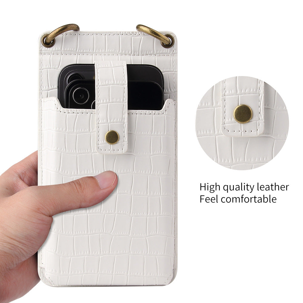 New Multi Function Messenger Vertical Retro Mini One-Shoulder Crocodile Pattern Coin Purse Mobile Phone Bag - Korvel