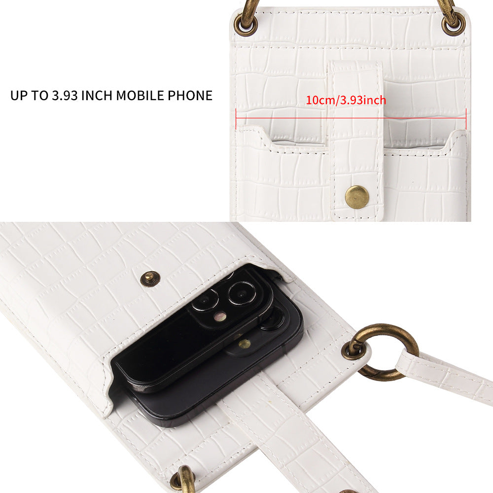 New Multi Function Messenger Vertical Retro Mini One-Shoulder Crocodile Pattern Coin Purse Mobile Phone Bag - Korvel
