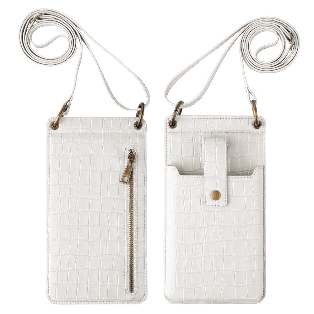 New Multi Function Messenger Vertical Retro Mini One-Shoulder Crocodile Pattern Coin Purse Mobile Phone Bag - Korvel