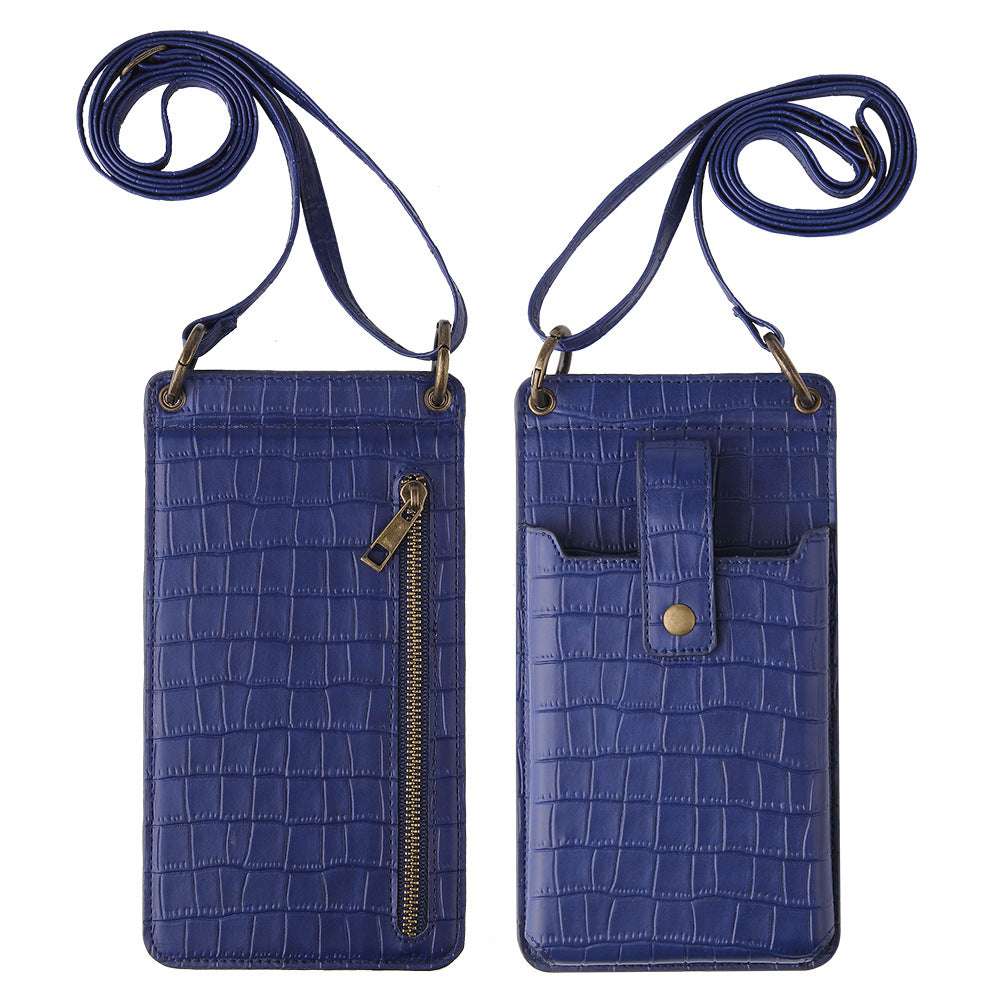 New Multi Function Messenger Vertical Retro Mini One-Shoulder Crocodile Pattern Coin Purse Mobile Phone Bag - Korvel
