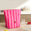 New Pink Striped Strawberry Cat Insulated Cute Lunch Handbag  Large Capacity Folding Roll Bento Bag Picnic Food Fresh Cooler Bag - Korvel