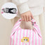 New Pink Striped Strawberry Cat Insulated Cute Lunch Handbag  Large Capacity Folding Roll Bento Bag Picnic Food Fresh Cooler Bag - Korvel