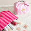 New Pink Striped Strawberry Cat Insulated Cute Lunch Handbag  Large Capacity Folding Roll Bento Bag Picnic Food Fresh Cooler Bag - Korvel