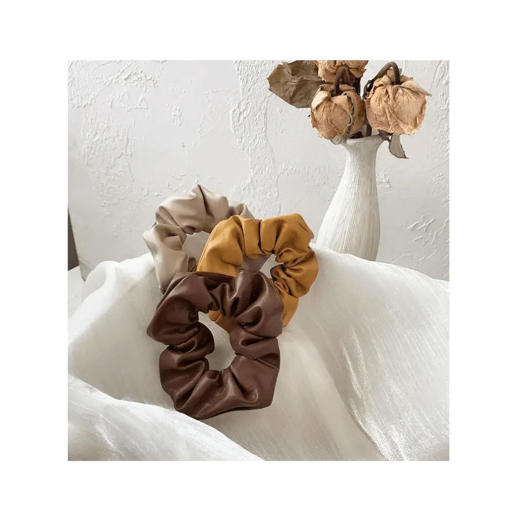 Premium Red PU Leather Ponytail Holders for Women