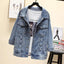 Chaqueta de mezclilla para mujer con parches elegantes