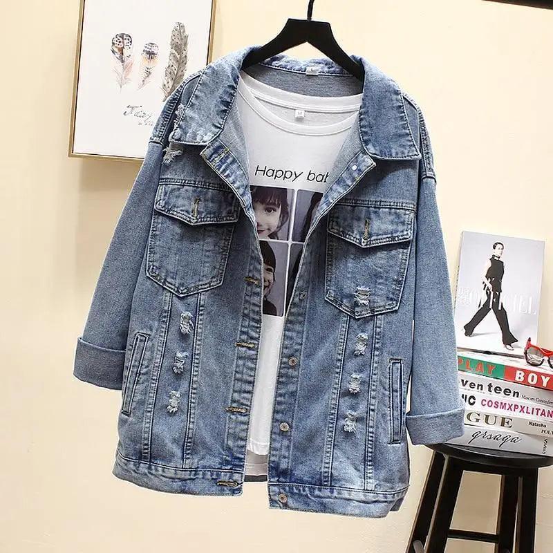Chaqueta de mezclilla para mujer con parches elegantes