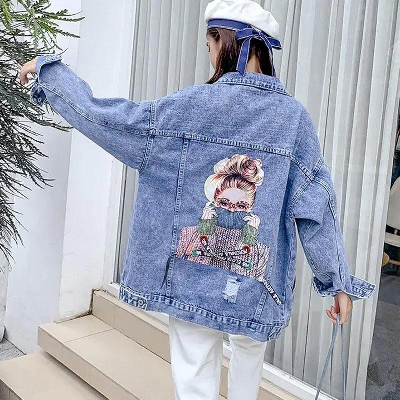 Chaqueta de mezclilla para mujer con parches elegantes