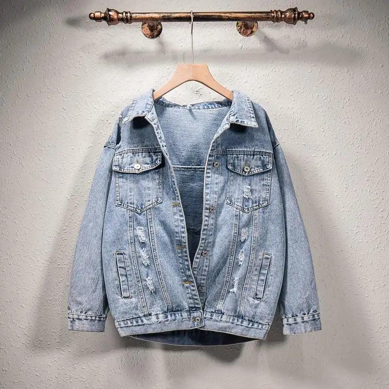 Chaqueta de mezclilla para mujer con parches elegantes