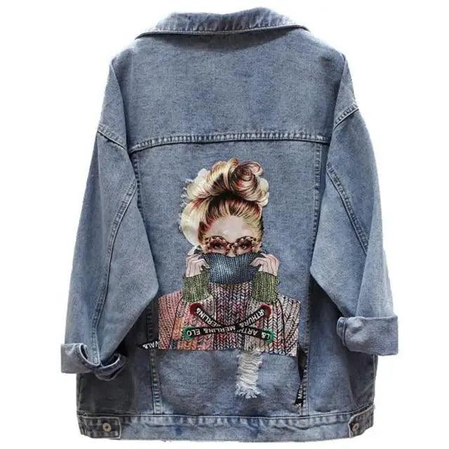 Chaqueta de mezclilla para mujer con parches elegantes