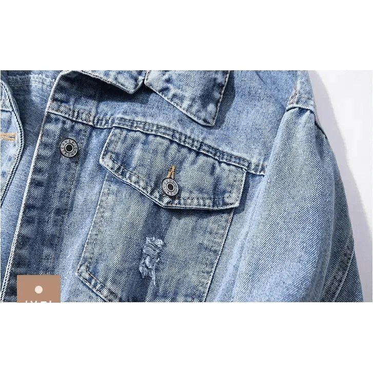 Chaqueta de mezclilla para mujer con parches elegantes