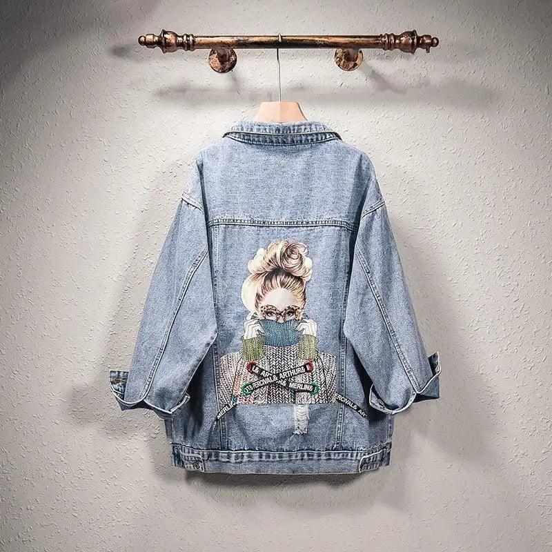 Chaqueta de mezclilla para mujer con parches elegantes