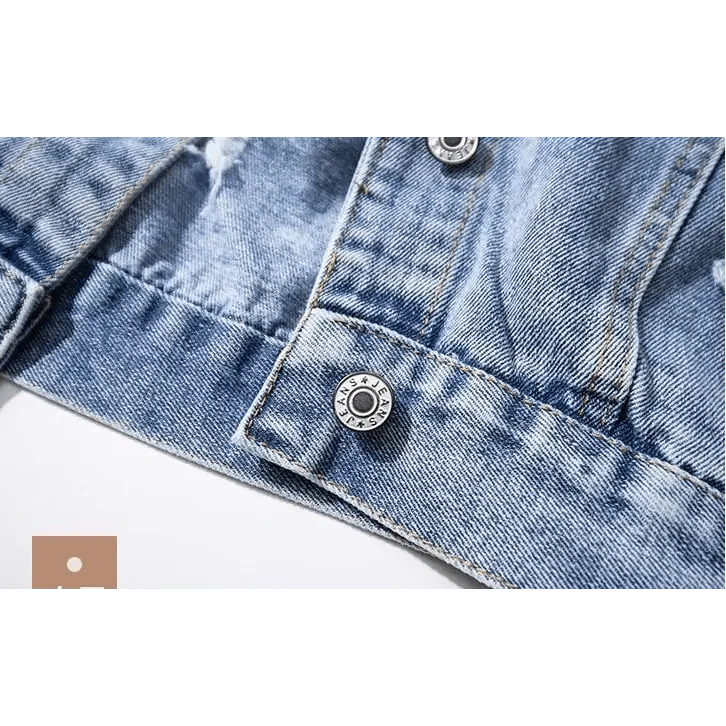 Chaqueta de mezclilla para mujer con parches elegantes