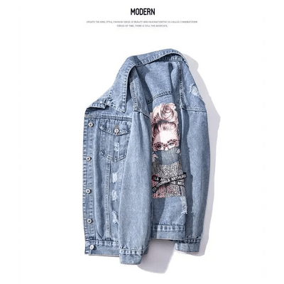 Chic Women's Denim Trucker Jacket with Stylish Patchwork