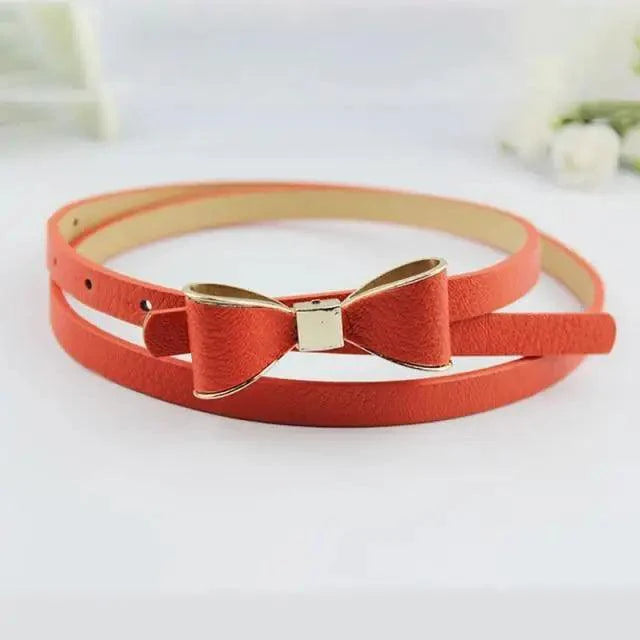 Ceinture Slim en Cuir PU avec Nœud pour Femmes - Style Rétro