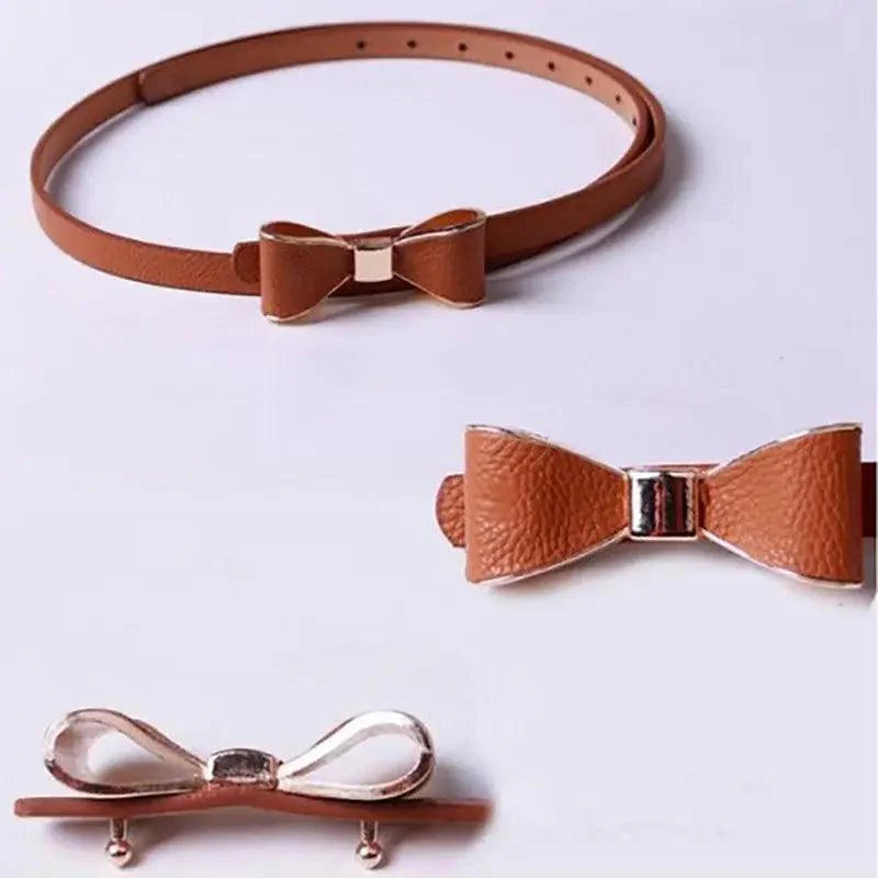 Ceinture Slim en Cuir PU avec Nœud pour Femmes - Style Rétro