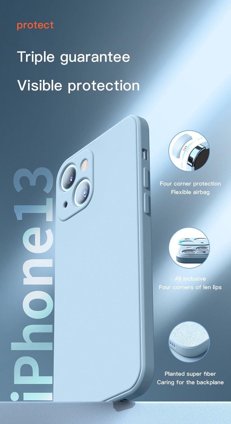 Premium Soft Silicone Square Phone Case for iPhone 14/13 Pro Max
