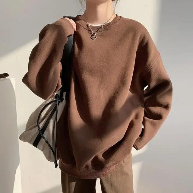 Premium Vintage Solid Fleece Sweatshirt for Women