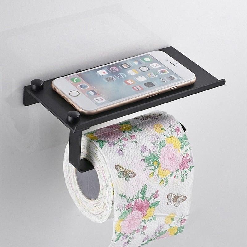 Soporte de Papel Higiénico de Acero Inoxidable Premium con Estante para Teléfono