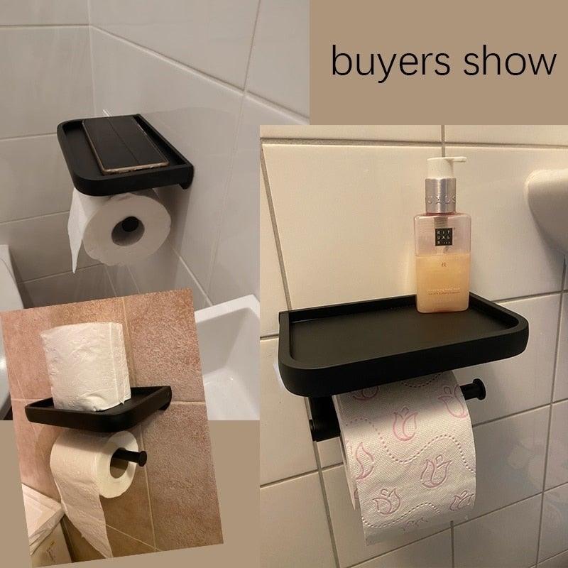 Soporte de Papel Higiénico de Acero Inoxidable Premium con Estante para Teléfono