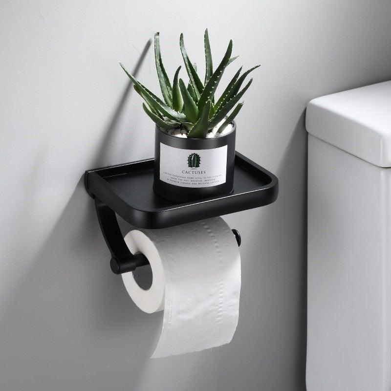 Soporte de Papel Higiénico de Acero Inoxidable Premium con Estante para Teléfono