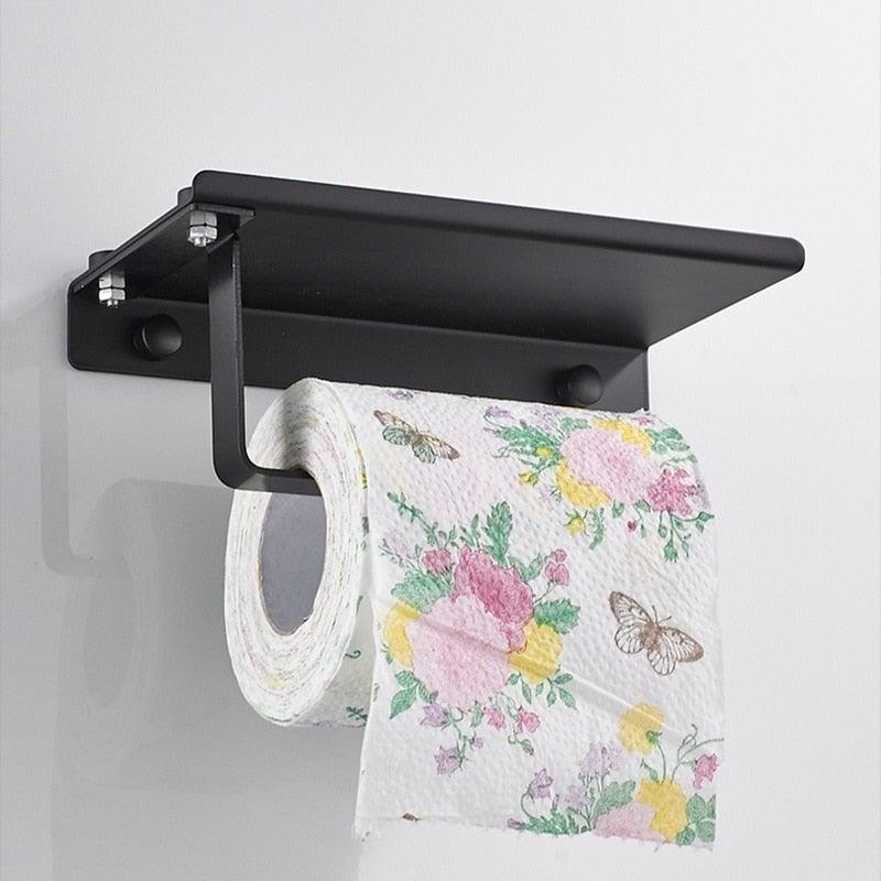 Soporte de Papel Higiénico de Acero Inoxidable Premium con Estante para Teléfono