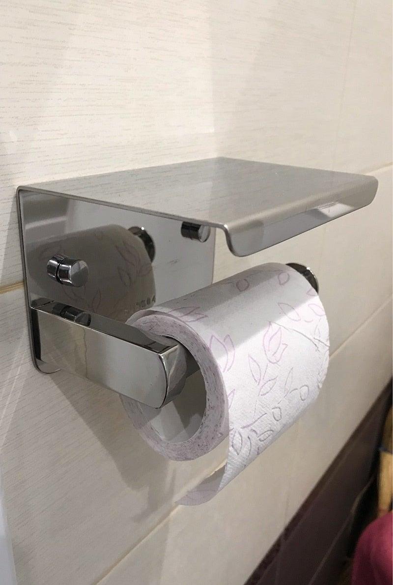 Soporte de Papel Higiénico de Acero Inoxidable Premium con Estante para Teléfono