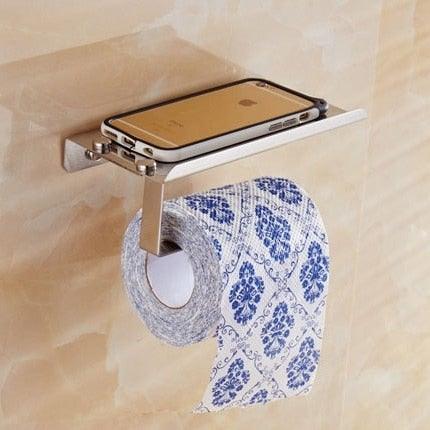 Soporte de Papel Higiénico de Acero Inoxidable Premium con Estante para Teléfono