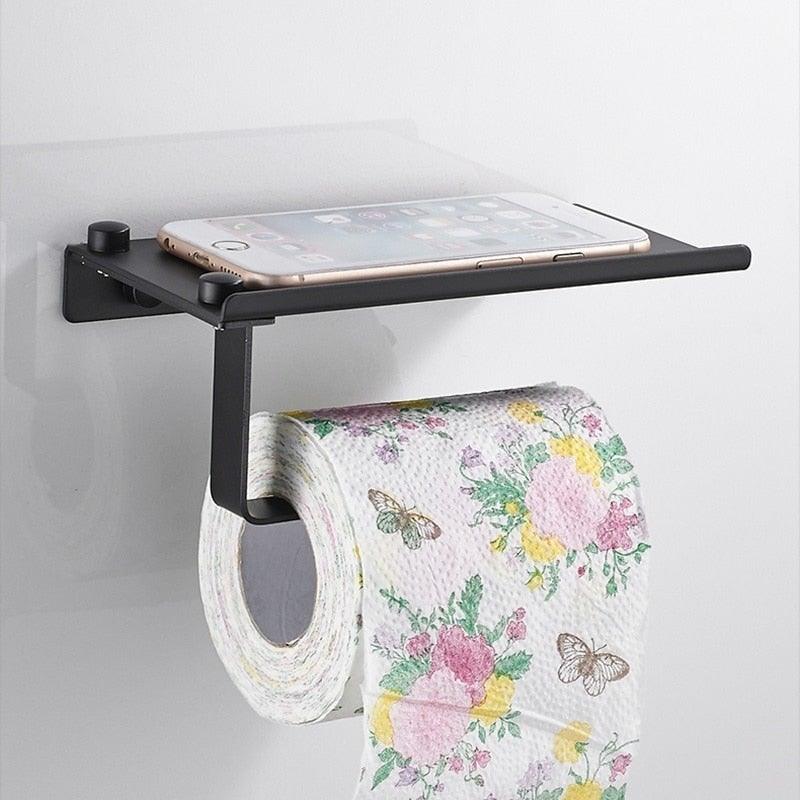 Soporte de Papel Higiénico de Acero Inoxidable Premium con Estante para Teléfono