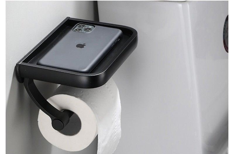 Soporte de Papel Higiénico de Acero Inoxidable Premium con Estante para Teléfono