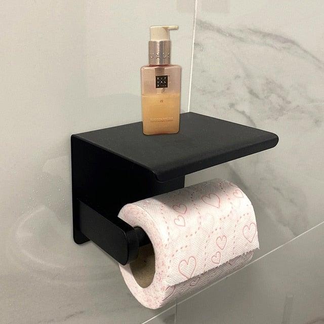 Soporte de Papel Higiénico de Acero Inoxidable Premium con Estante para Teléfono