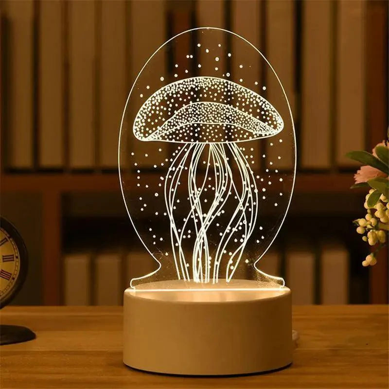 Luz Nocturna LED en Forma de Corazón 3D Romántica de Sterling
