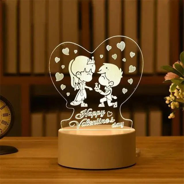 Luz Nocturna LED en Forma de Corazón 3D Romántica de Sterling