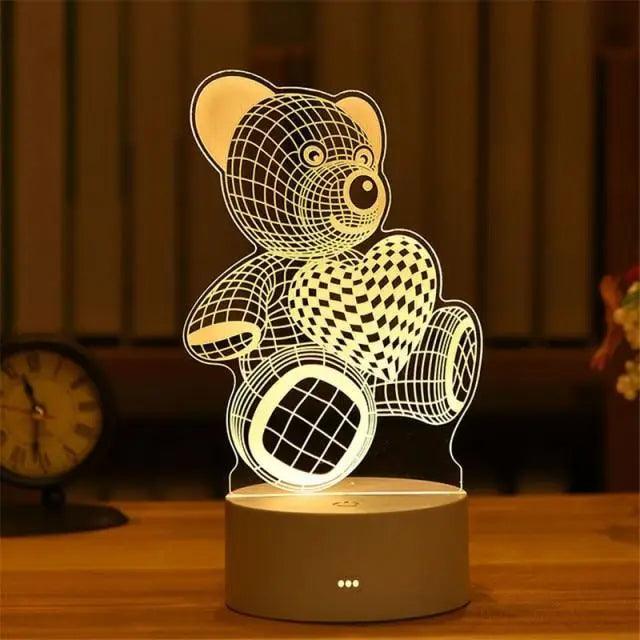 Luz Nocturna LED en Forma de Corazón 3D Romántica de Sterling