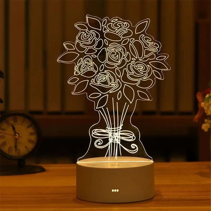 Luz Nocturna LED en Forma de Corazón 3D Romántica de Sterling