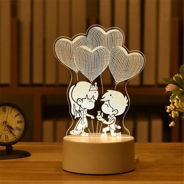 Luz Nocturna LED en Forma de Corazón 3D Romántica de Sterling