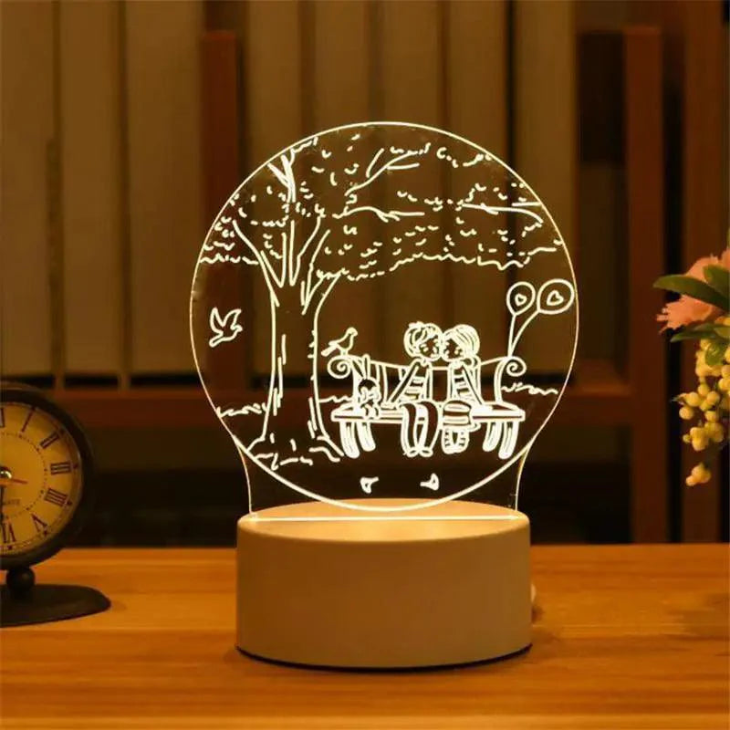 Luz Nocturna LED en Forma de Corazón 3D Romántica de Sterling
