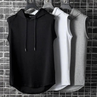 Men's Performance Muscle Hoodie Vest - Sleeveless Gym Tank for Summer Workouts - Korvel