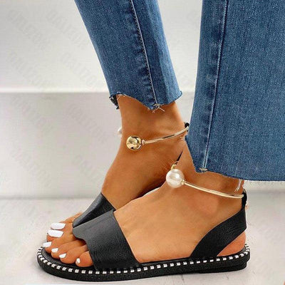 Elegant Summer Women's Pearl Slingback Sandals