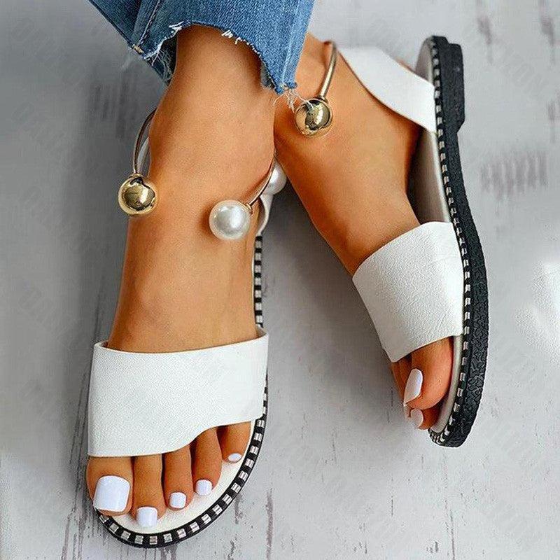Sandales à talons ouverts en perles élégantes pour femmes d'été