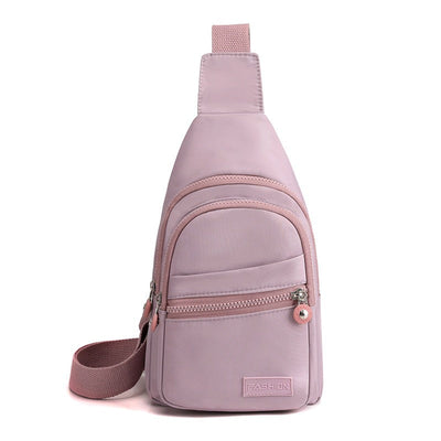 New trendy and fashionable multi-layer chest bag for women, simple and lightweight nylon fabric shoulder bag, Korean version leisure travel crossbody backpack - Korvel