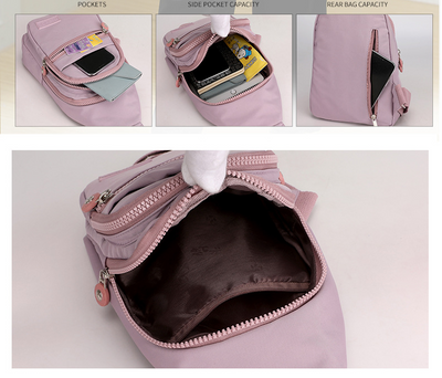 New trendy and fashionable multi-layer chest bag for women, simple and lightweight nylon fabric shoulder bag, Korean version leisure travel crossbody backpack - Korvel
