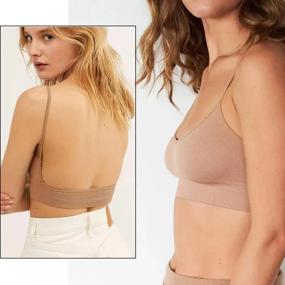 Trendy Open Back Seamless Bra - Comfortable Wire-Free Design