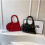 New Unisex Personalized Creative Lacquer Skin Love Shape Shoulder Bag Punk Underarm Bag Women's Handheld PU Photo Bag - Korvel
