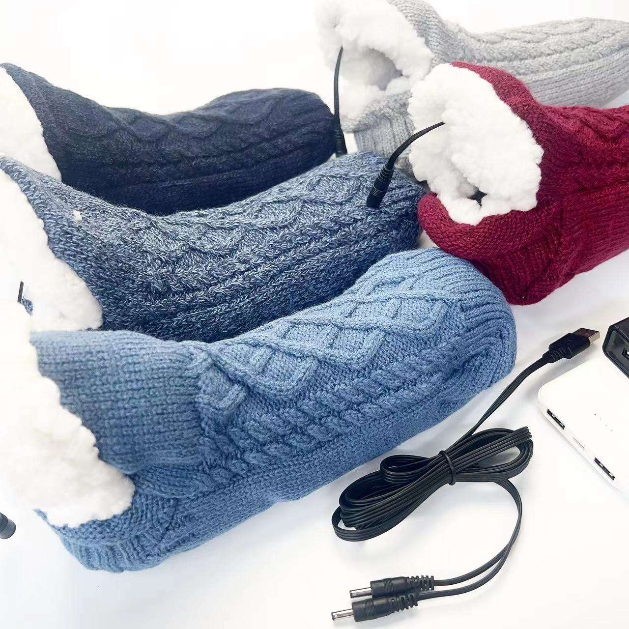New USB Foot Warmer Home Electric Floor Socks Winter Home Foot Protection Warm Christmas Socks - Korvel