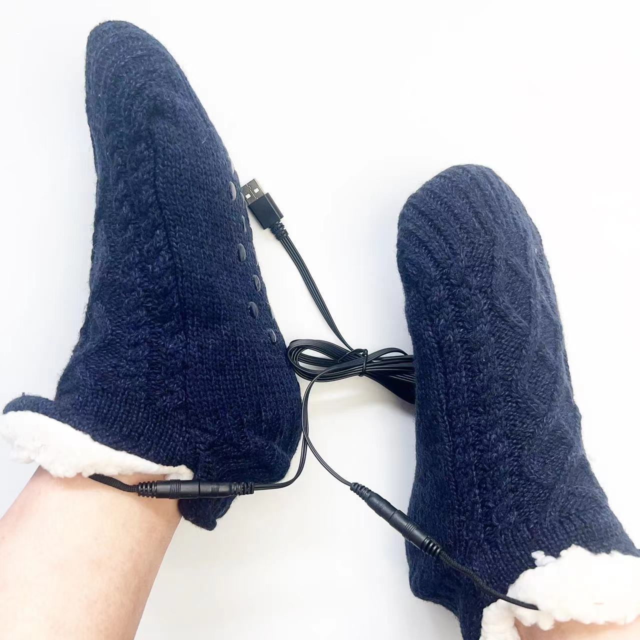 New USB Foot Warmer Home Electric Floor Socks Winter Home Foot Protection Warm Christmas Socks - Korvel