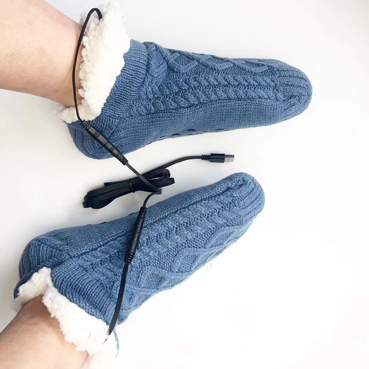 New USB Foot Warmer Home Electric Floor Socks Winter Home Foot Protection Warm Christmas Socks - Korvel