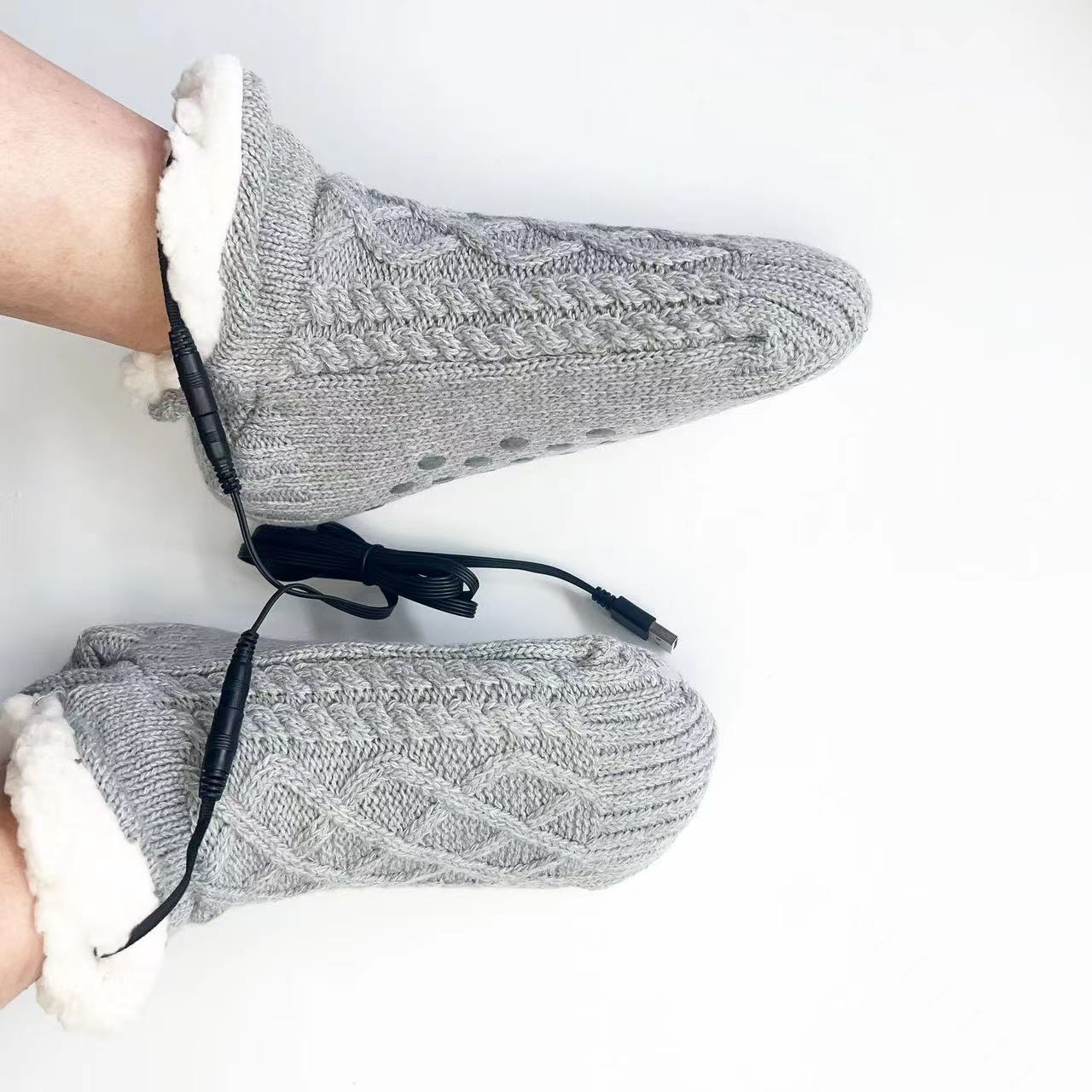 New USB Foot Warmer Home Electric Floor Socks Winter Home Foot Protection Warm Christmas Socks - Korvel