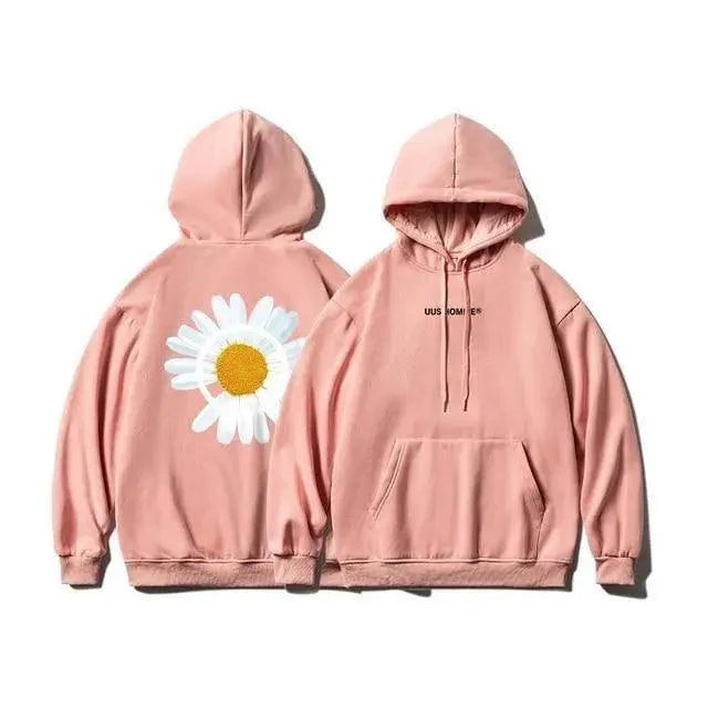 Cozy Oversized Hooded Sweatshirt for Men & Women - Sunflower Print - Korvel